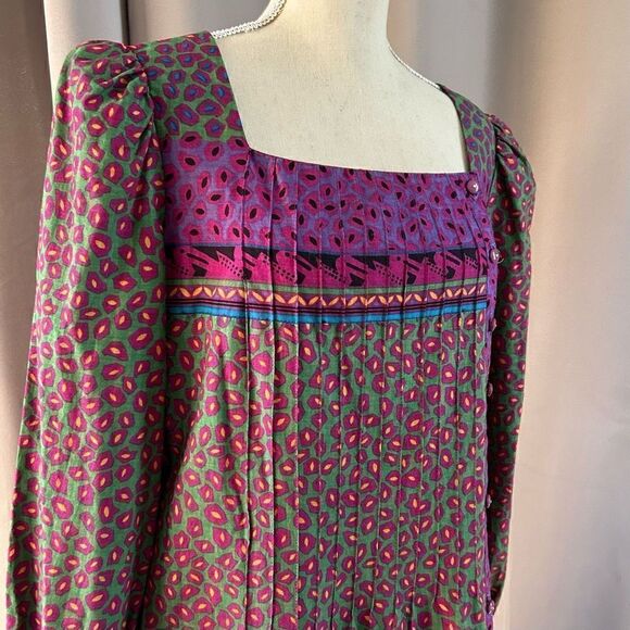 Vintage 80’s Neiman Marcus Green Purple Dress 16 - Picture 4 of 9